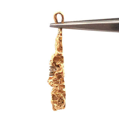 14K Yellow Gold Diamond Open Work Nugget Style Pendant