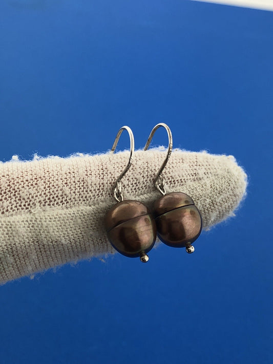 Honora Collection 925 Sterling Silver Oval Bronze Pearl Drop Dangle Earrings
