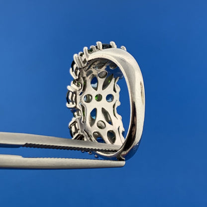 Stunning Sterling Silver 925 Brilliant Blue and Green Quartz Cocktail Ring