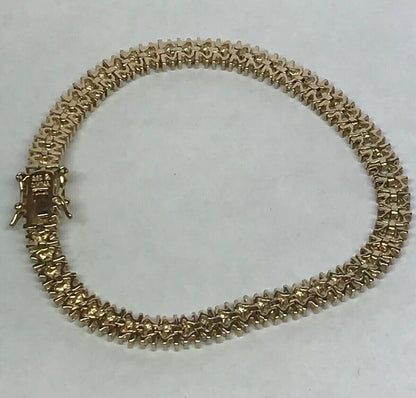 Vintage Sterling Silver 925 Vermeil Diamond Illusion Link Tennis Bracelet S184