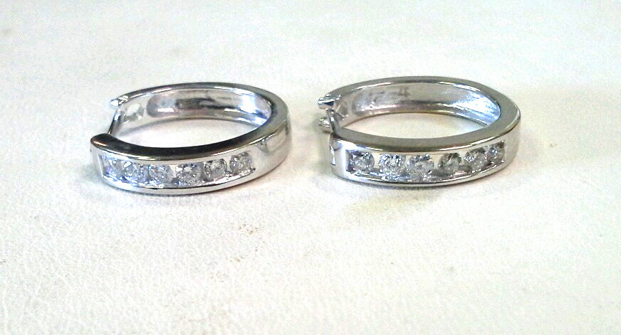 14k White Gold ZEI Diamond Hoop Earrings