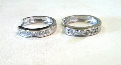 14k White Gold ZEI Diamond Hoop Earrings