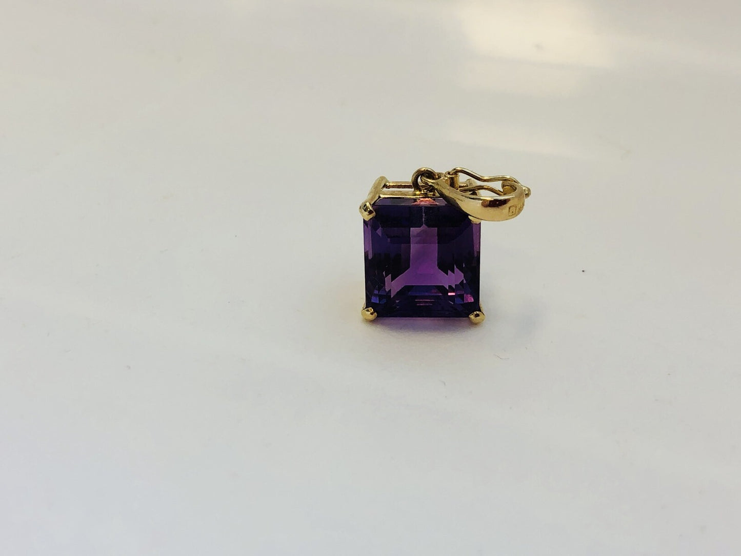 Designer 14K Yellow Gold Amethyst Solitaire Statement Pendant Enhancer