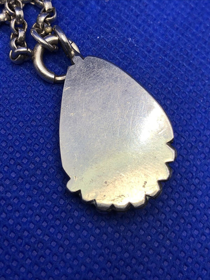 Blue Turquoise Native American 925 Sterling Silver Pendant Necklace