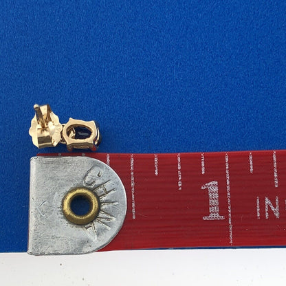 Gorgeous 14k Yellow Gold Oval Blue Sapphire Diamond Accent Dangle Stud Earrings