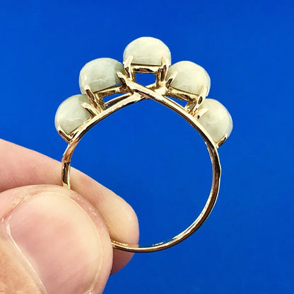 Vintage Designer SANUK 14K Yellow Gold Jade Jadeite Waterfall Dome Ring