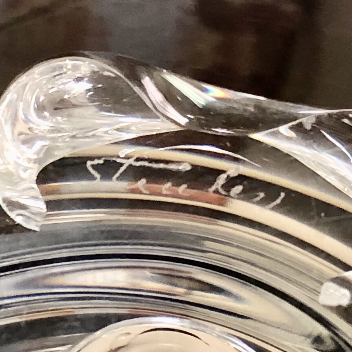 Mid Century France Lalique Honfleurs Geranium Clear Frosted Crystal Leaf Bowl