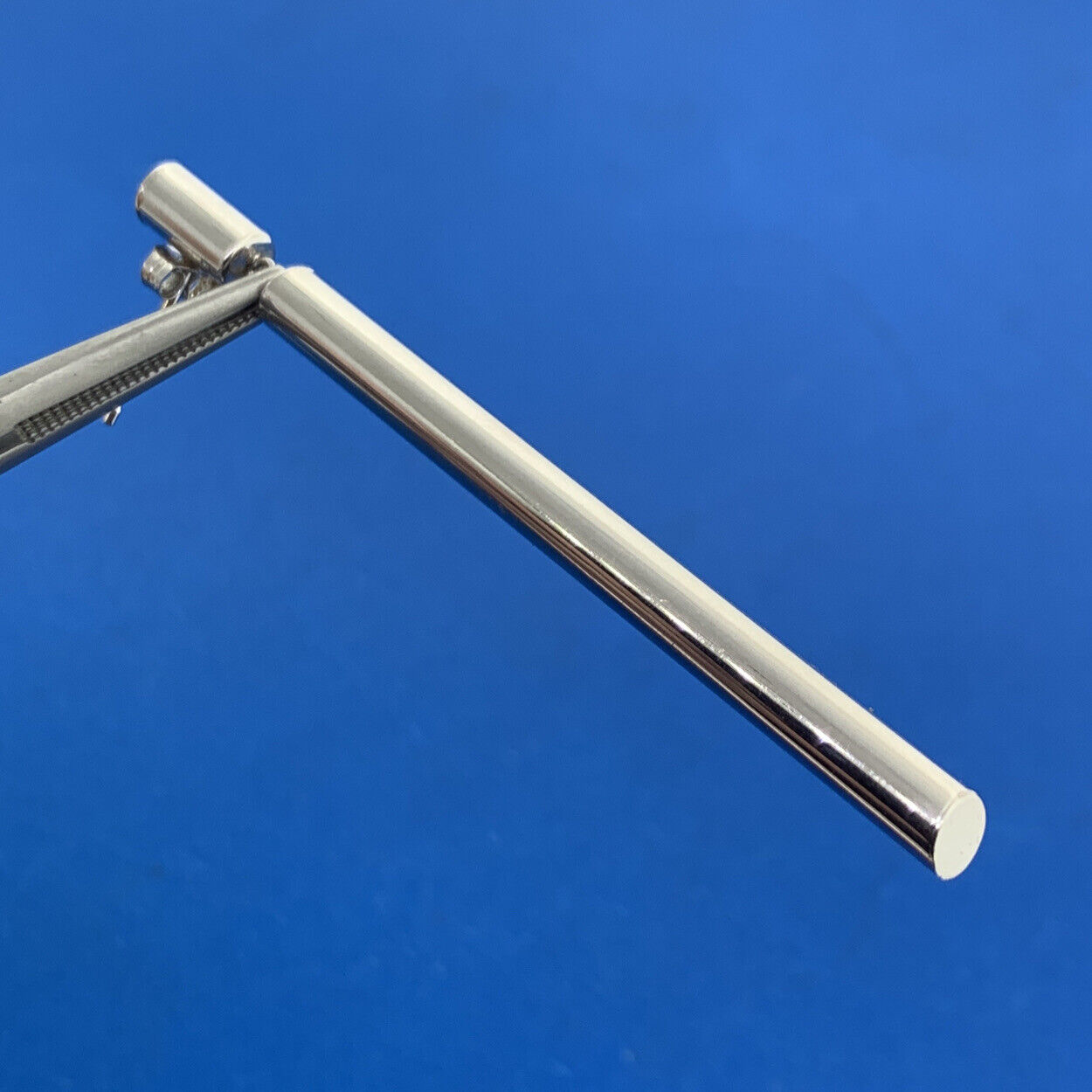 Designer 14K White Gold Polished Tubular Modernist Drop Dangle Stud Earrings