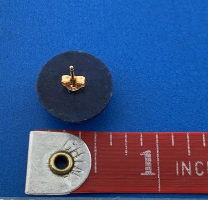 Gorgeous 14k Yellow Gold Cabochon Lapis Lazuli Half Sphere Stud Earrrings