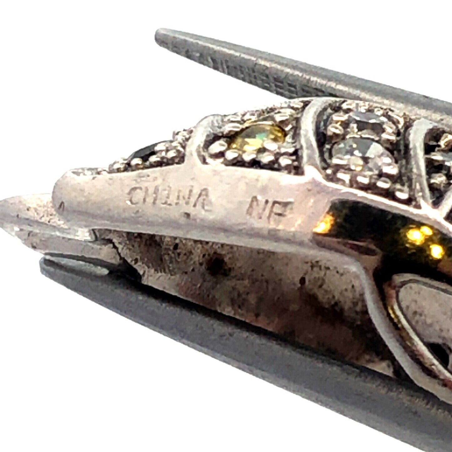 Adorable 925 Sterling Silver Mixed Colored Cubic Zirconia Turtle Pendant