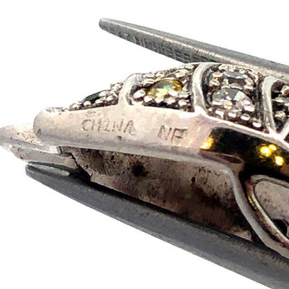 Adorable 925 Sterling Silver Mixed Colored Cubic Zirconia Turtle Pendant