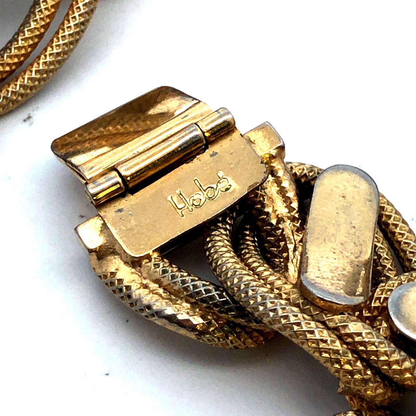 Mid Century Hobe Gold Tone Oval Fancy Link Fabulous Statement Choker Necklace