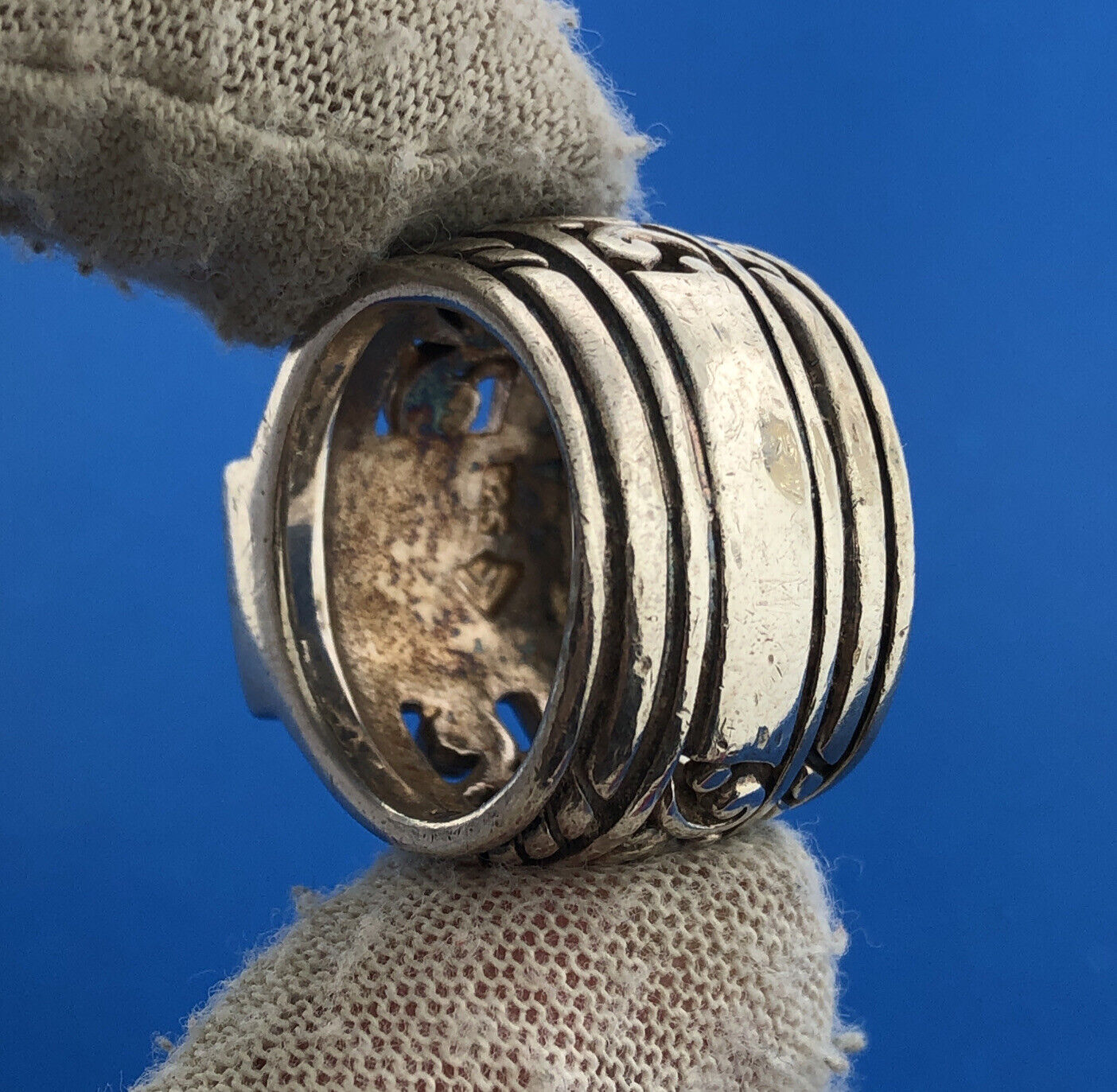 SILPADA Black Onyx Filigree Scroll Sterling Silver Wide Band Statement Ring