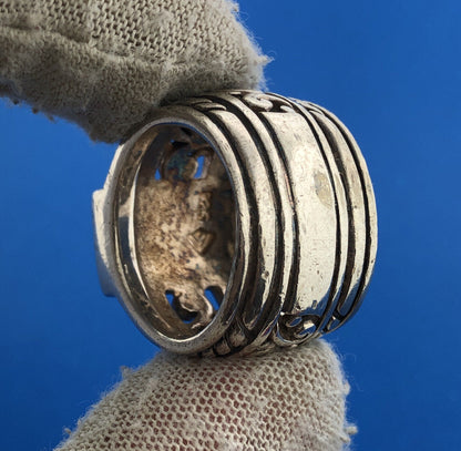 SILPADA Black Onyx Filigree Scroll Sterling Silver Wide Band Statement Ring