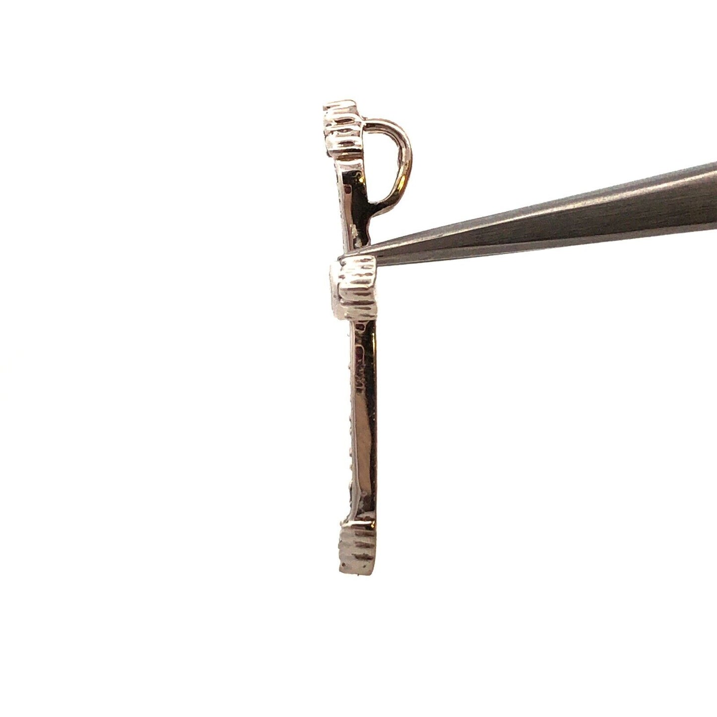 Designer 925 Sterling Silver Round Diamond Textured Cross Pendant