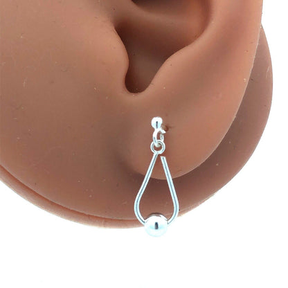 Designer BB 925 Sterling Silver Beaded Modernist Drop Dangle Stud Earrings