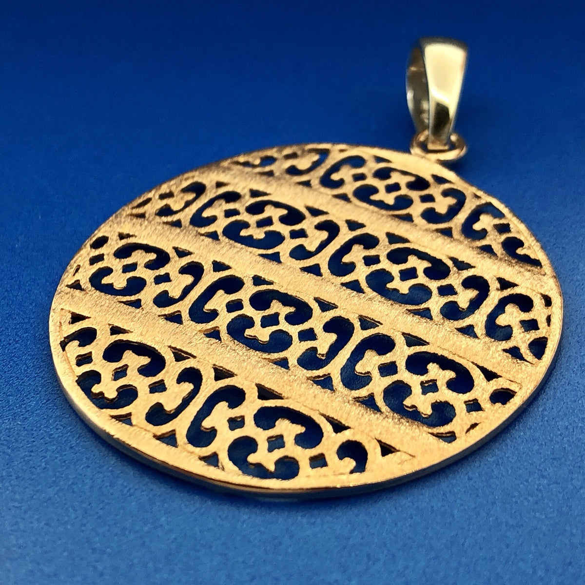Vintage Milor Italy Sterling Silver 925 Rose Two Toned Ornament Disc Pendant