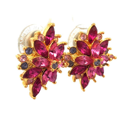 Joan Rivers Gold Tone Pink Purple Cubic Zirconia CZ Bracelet Earring 3 Pc Set