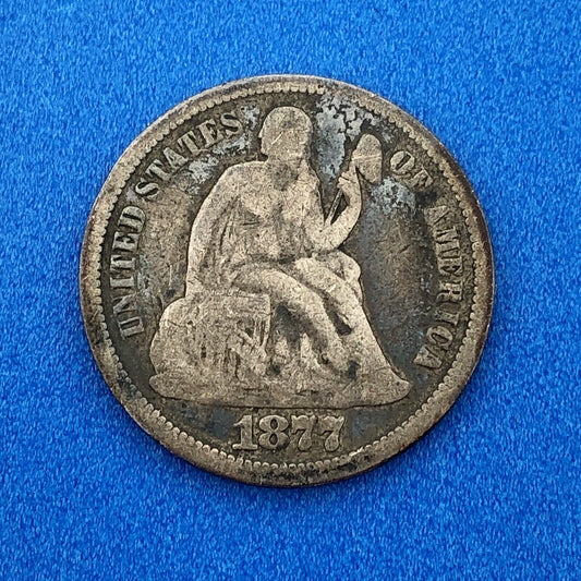 1877 P Silver Seated Liberty Dime 10c Better Key Scarce Philadelphia Mint Coin