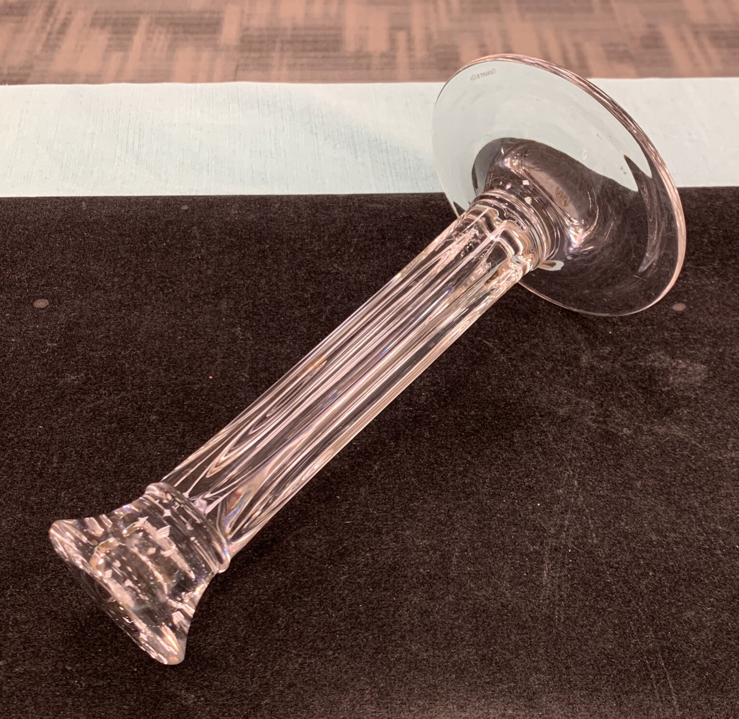 Tiffany & Co Crystal Fluted Hampton Column Pair Of 8.5" Candle Holders Set