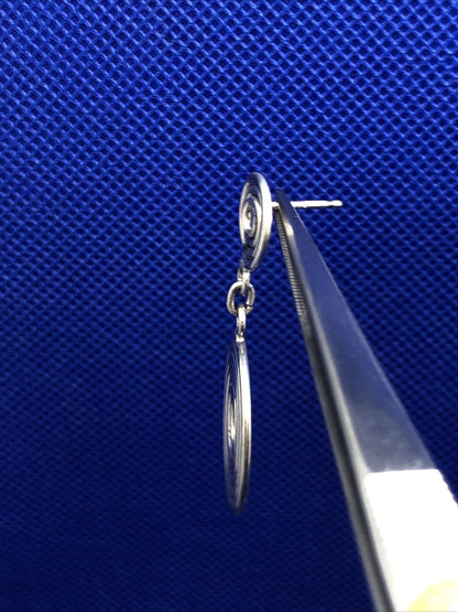 Designer Sterling Silver 925 Crop Circle Dangle Drop Stud Earrings