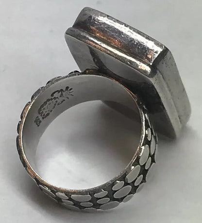 Vintage Sterling Silver 925 Purple Pink Floral Enamel Bead Work Statement Ring