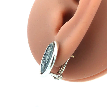 Designer 925 Sterling Silver Italy Ancient Coin Omega Back Earrings