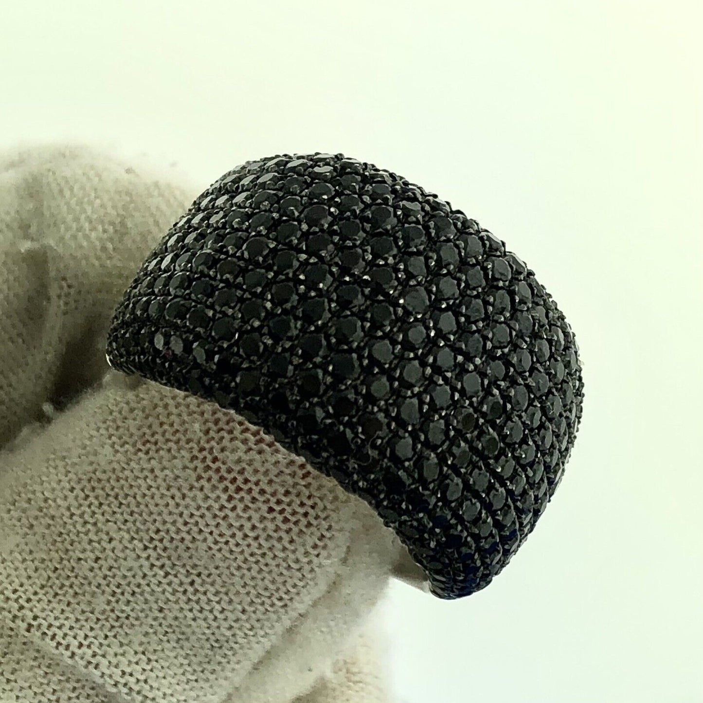 Magnificiant Designer 925 Sterling Silver Pave Black Diamond Statement Dome Ring