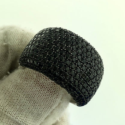 Magnificiant Designer 925 Sterling Silver Pave Black Diamond Statement Dome Ring