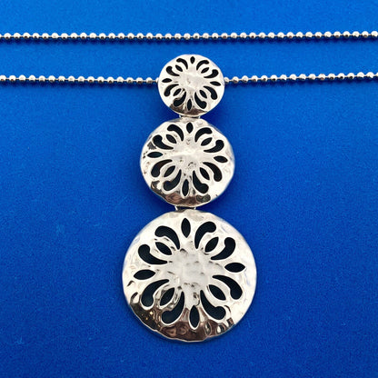 Designer ATI Sterling Silver 925 Floral Openwork Round Beaded Chain 18" Necklace