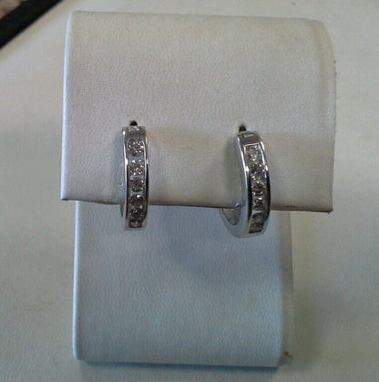 14k White Gold ZEI Diamond Hoop Earrings