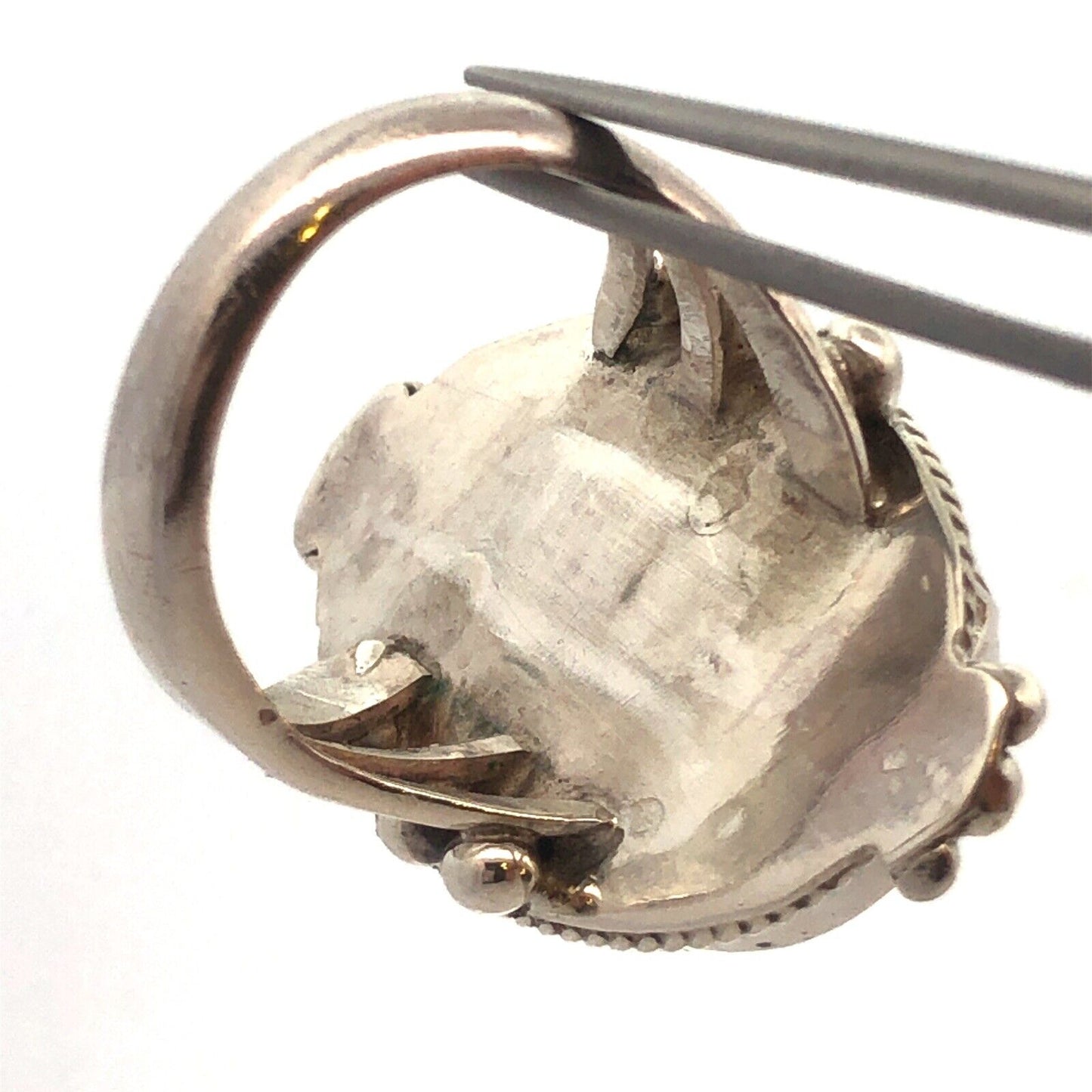 925 Sterling Silver Oval Bumble Bee Jasper Orange Gray Statement Ring