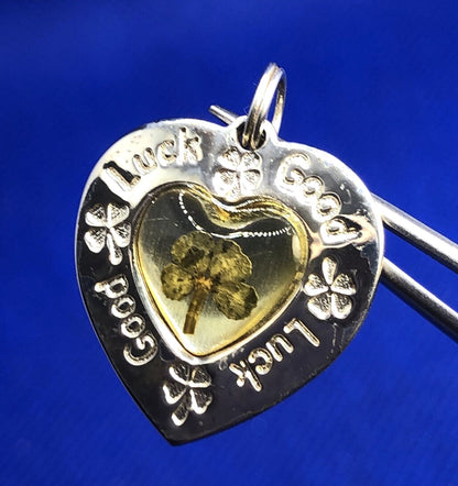Designer LKY 925 Sterling Silver Lucky Good Luck Four Leaf Clover Heart Pendant