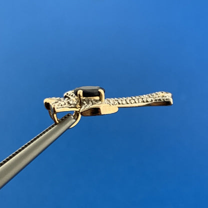 Designer 925 Sterling Silver Vermeil Oval Sapphire Two Tone Cross Pendant