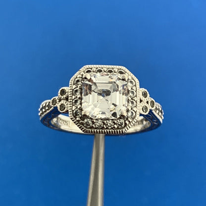 Sterling Silver 925 Asscher Cut Solitaire Cubic Zirconia Engagement Ring