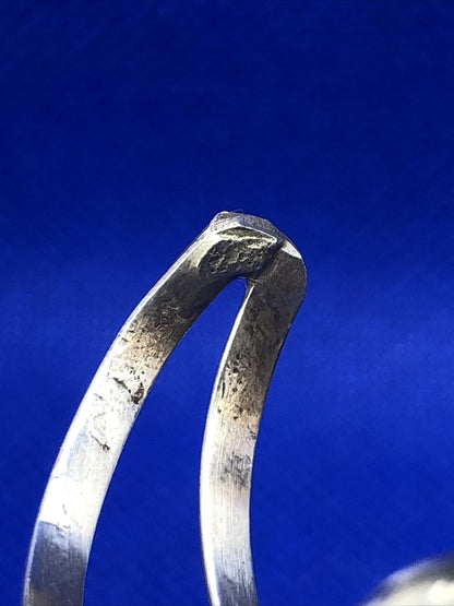 Old Pawn 925 Sterling Silver Squash Blossom Turquoise & Coral Open Cuff Bracelet