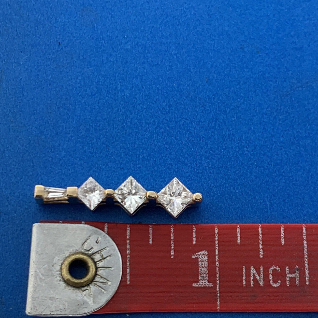 Designer 14K Yellow Gold Princess Diamond Trio Anniversary Journey Pendant