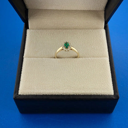 ANGARA 14K Yellow Gold Oval Emerald Diamond Halo Princess Diana Inspired Ring