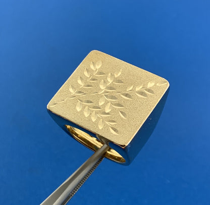 Veronese Italy 925 Sterling Silver Vermeil Florentine Polished Leaf Etched Ring