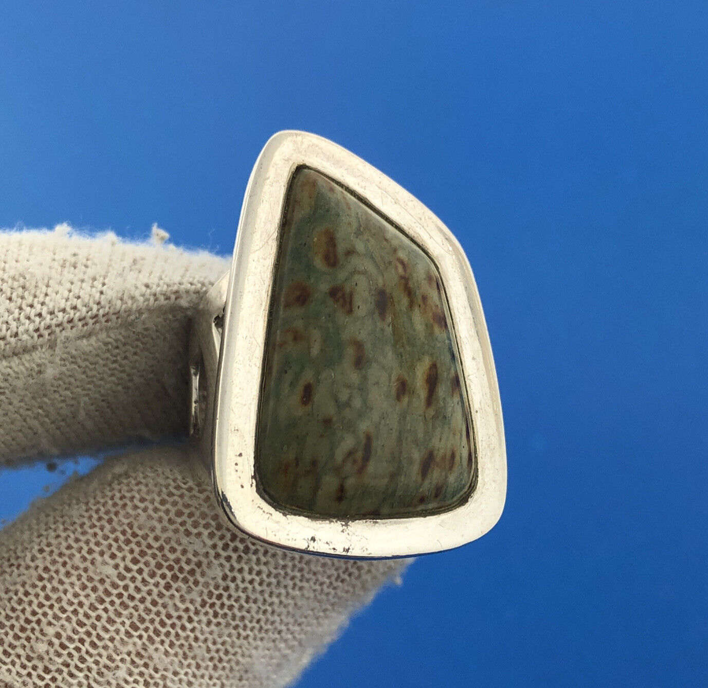 Jay King Desert Rose Trading Sterling Silver Jasper Modernist Cocktail Ring
