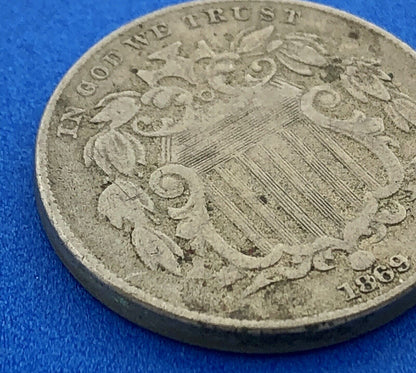 1869 Shield Nickel Better Key Philadelphia Mint American Copper Nickel Coin