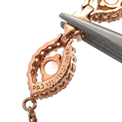 925 Sterling Silver 18K Rose Gold White Amethyst Topaz Tennis Slide Bracelet
