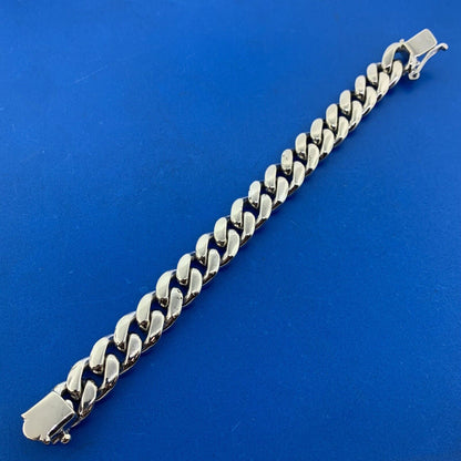 Custom 10K White Gold Diamond Encrusted Cuban Link Heavy Bracelet