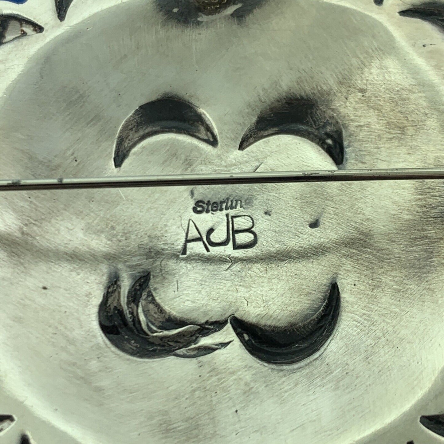 Designer AJB Sterling Silver 925 Cabochon Turquoise Sunflower Dangle Pendant