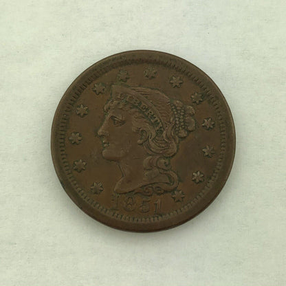 1851 Liberty Head Braided Hair Large Cent 1c Philadelphia Mint Copper Coin
