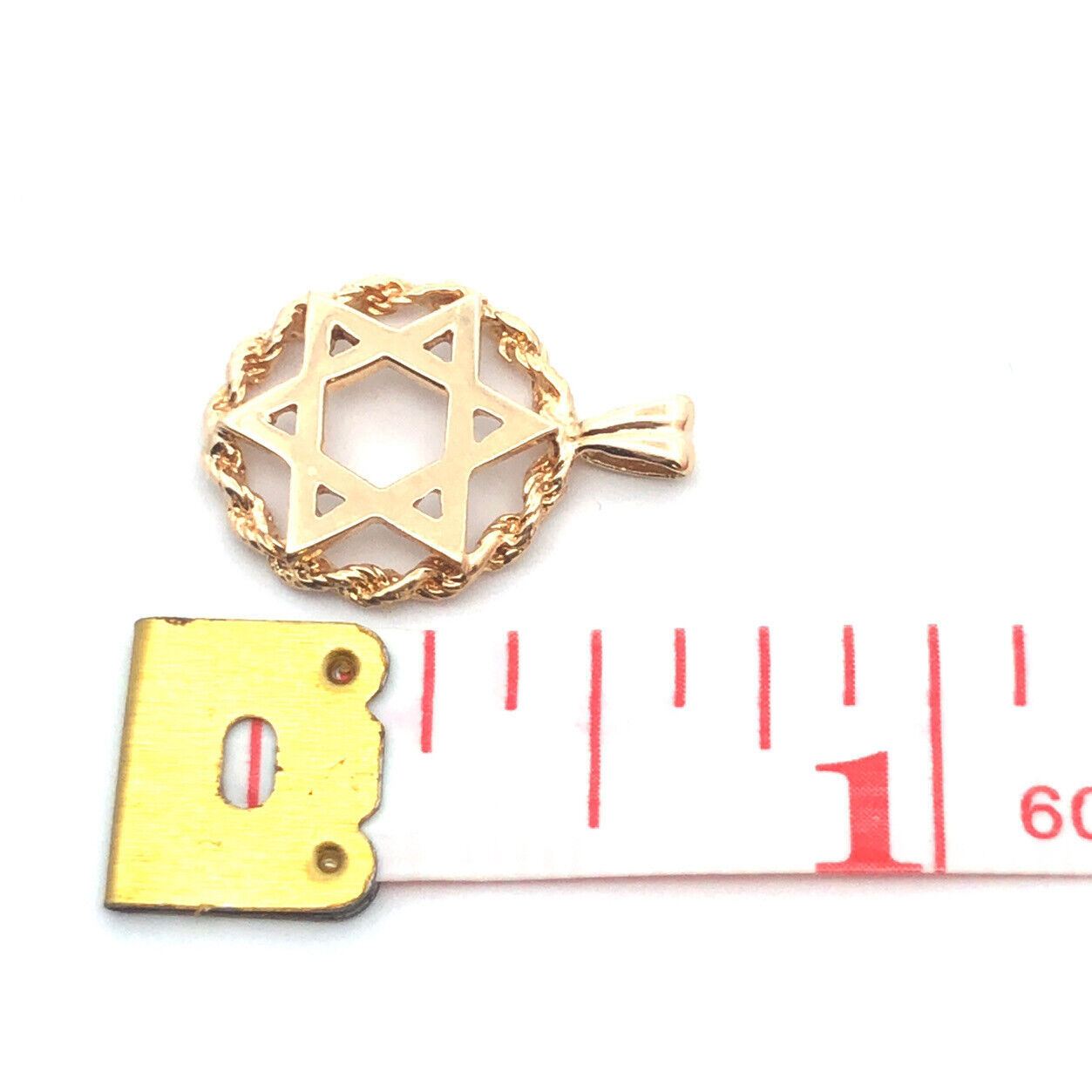 14K Yellow Gold Cutout 6-Point Star of David Round Religious Pendant