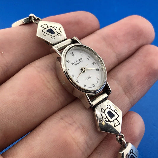 Stone Age Native American Artisan Sterling Silver 925 MOP Bracelet Watch