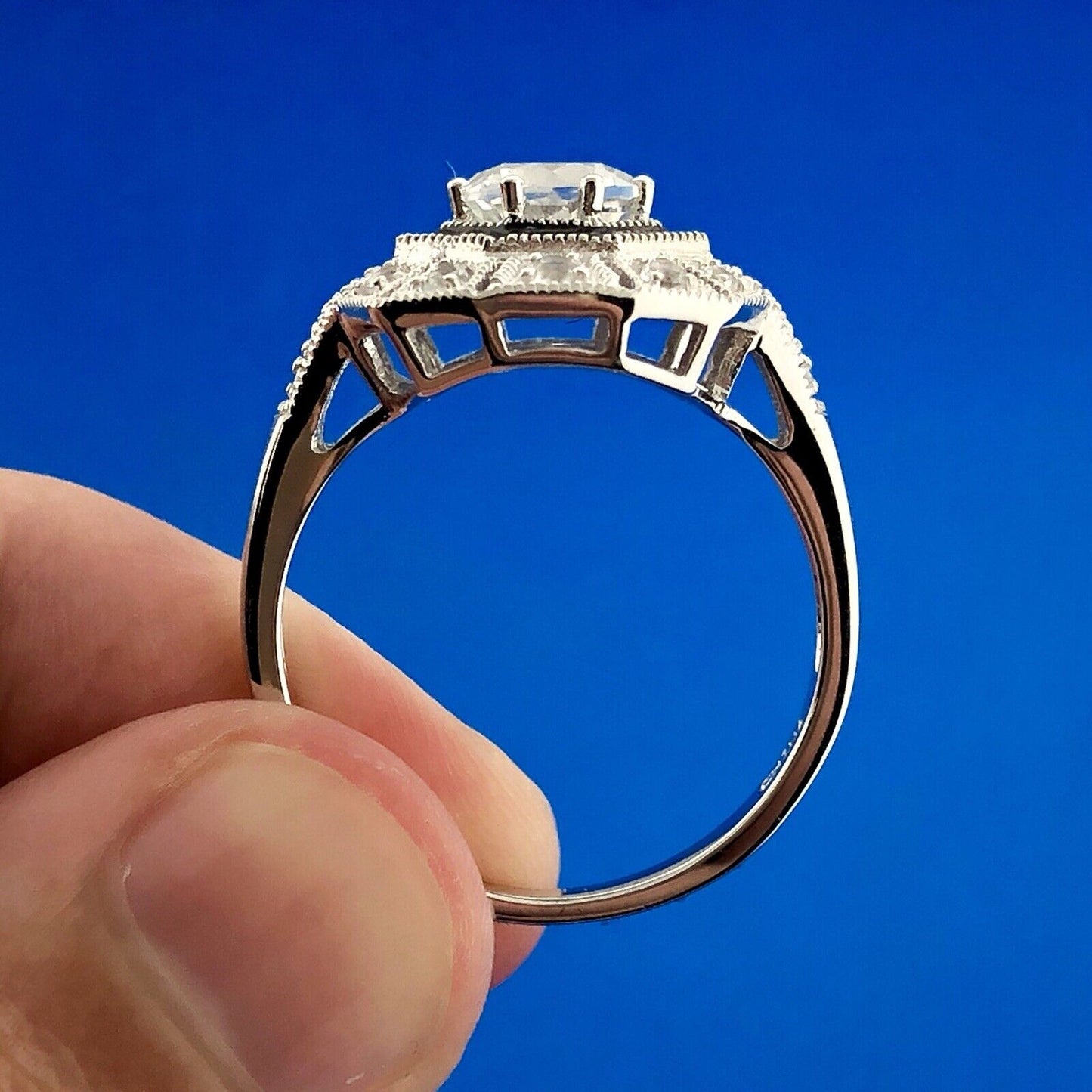 Designer Clyde Duneier CID 925 Sterling Silver White Topaz Diamond Enamel Ring