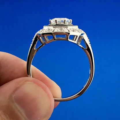 Designer Clyde Duneier CID 925 Sterling Silver White Topaz Diamond Enamel Ring