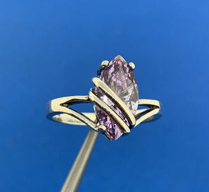 Designer 925 Sterling Silver Purple Marquise Cubic Zirconia CZ Modernist Ring